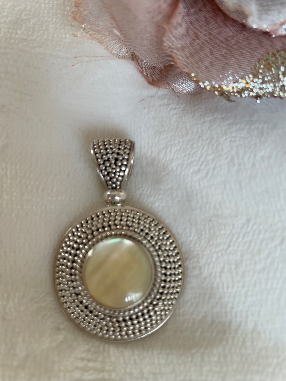 Vtg.925 Sterling Silver Suarti Bali Indonesia Pendant Mother of Pearl Pendant